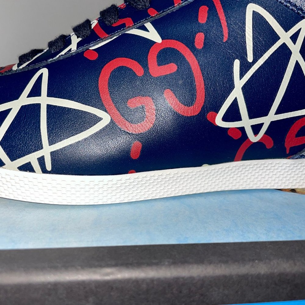 Gucci Ghost Logo High-top Star Leather Sneakers - Picture 13 of 14